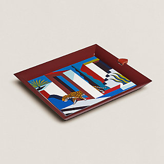 HERMES トレー アトリウム・メキシコ庭園のジャガー ブルー・プロフォン 青 Atrium Jaguar dans un Jardin Mexicain tray | Hermès Singapore